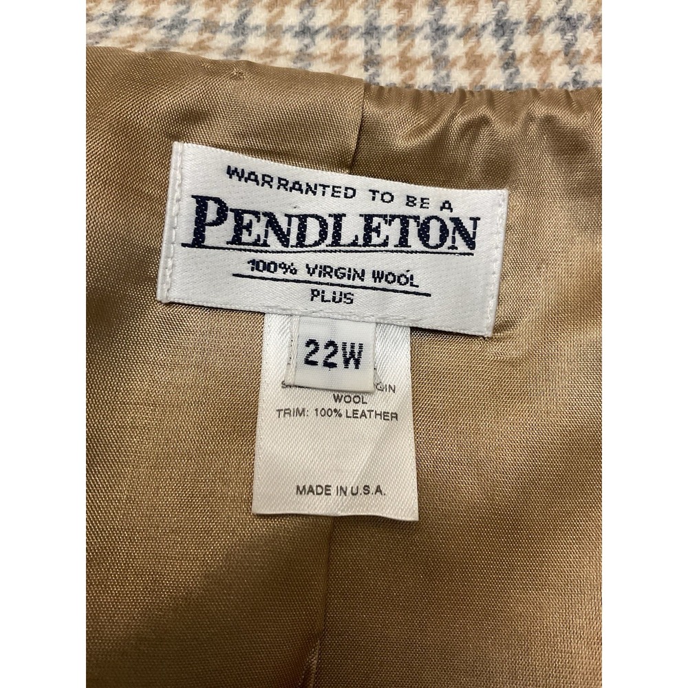 Pendleton Houndstooth Plaid Jacket grey beige blu… - image 16